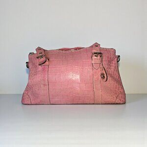 Dooney & Bourke Pink Croc Embossed Leather Satchel Nile Collection Vintage